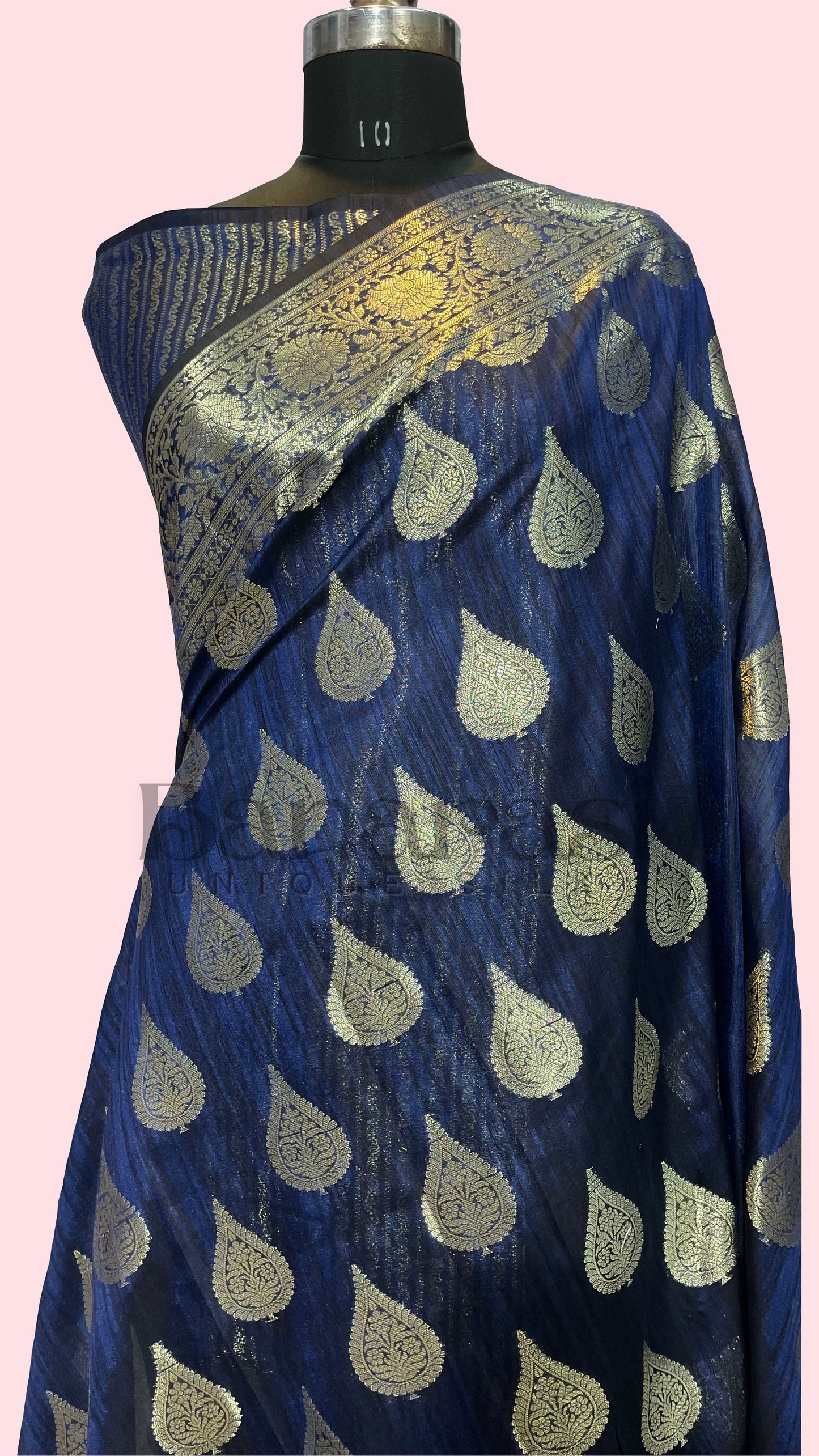 Blue Tusser silk Banarasi Saree