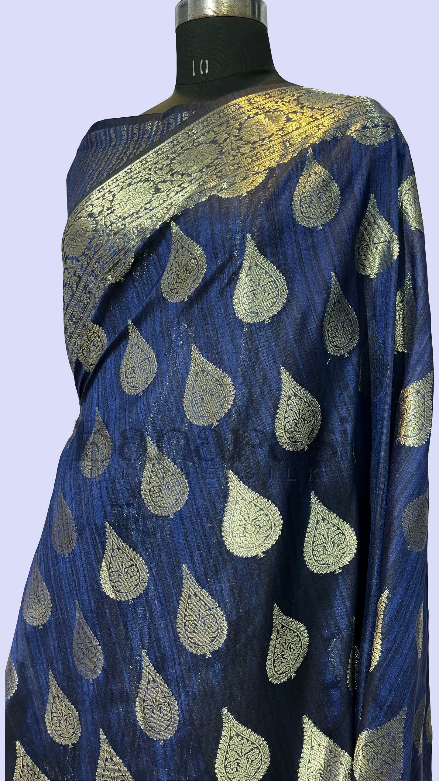 Blue Tusser silk Banarasi Saree