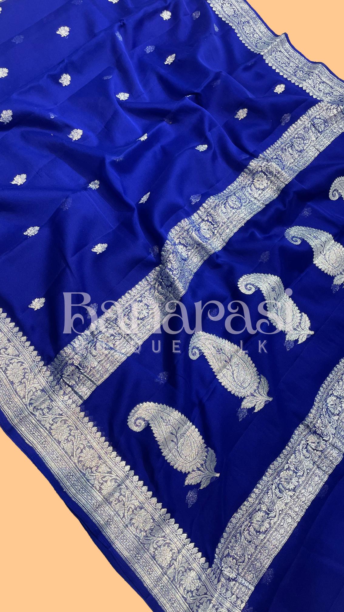 Blue Pure Georgette Banarasi Saree