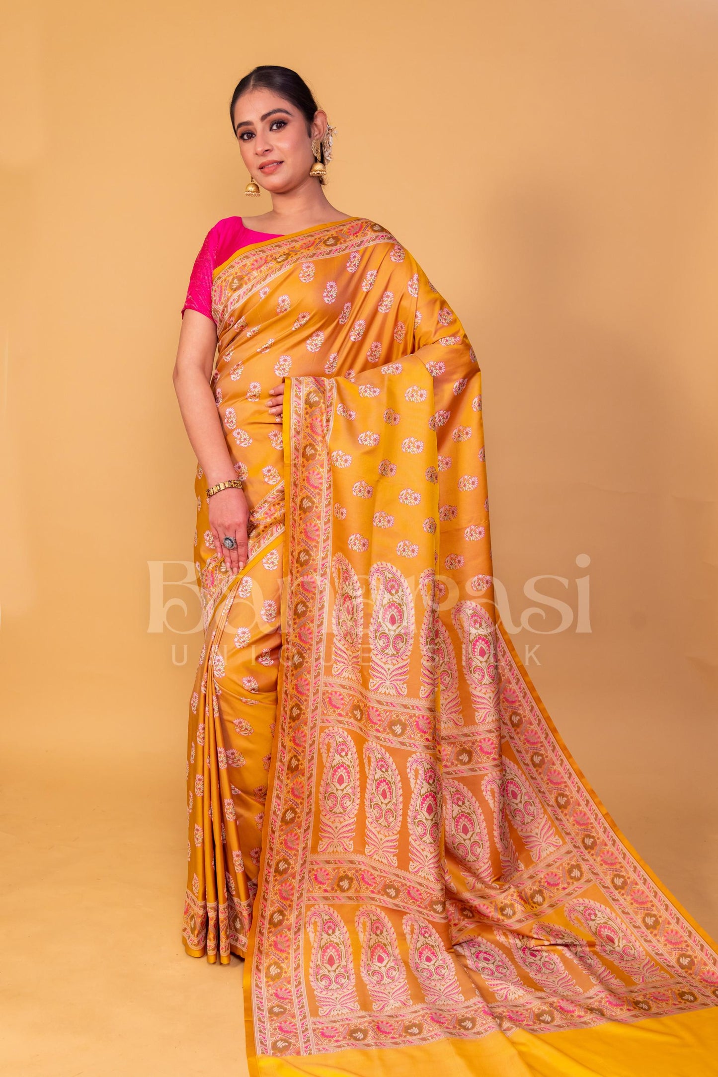 Dark Gold Banarasi jamevar tanchui Saree