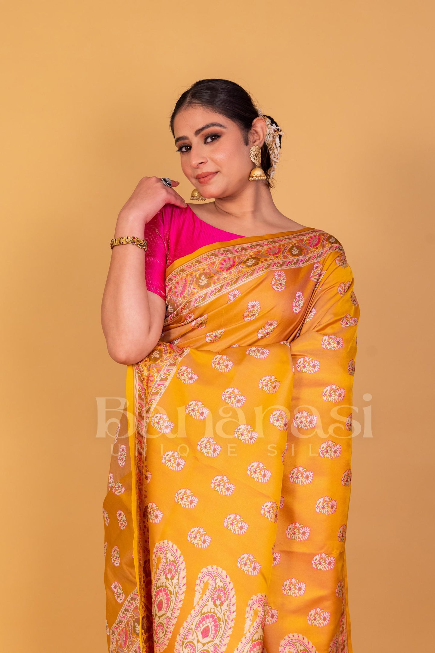 Dark Gold Banarasi jamevar tanchui Saree