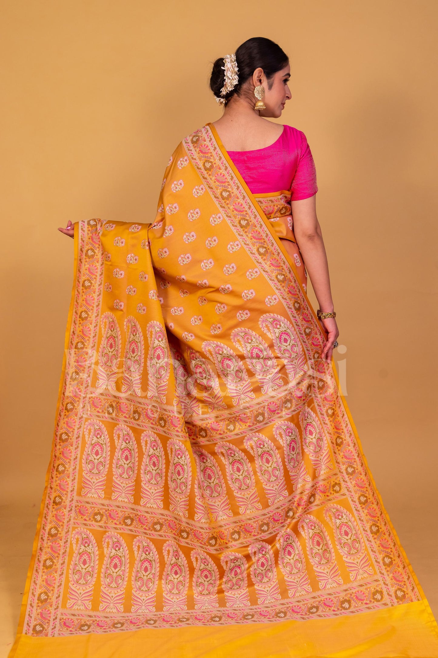 Dark Gold Banarasi jamevar tanchui Saree