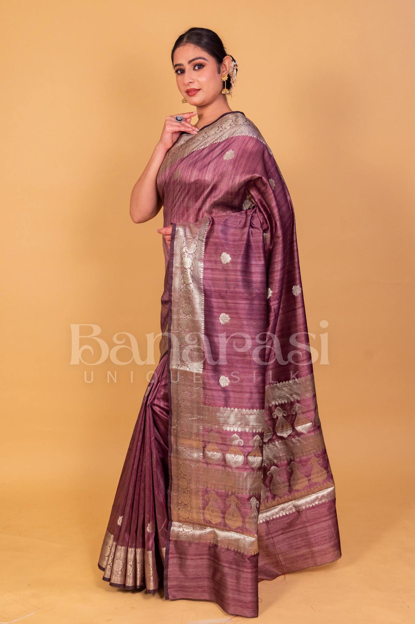 Tusser silk Banarasi Saree