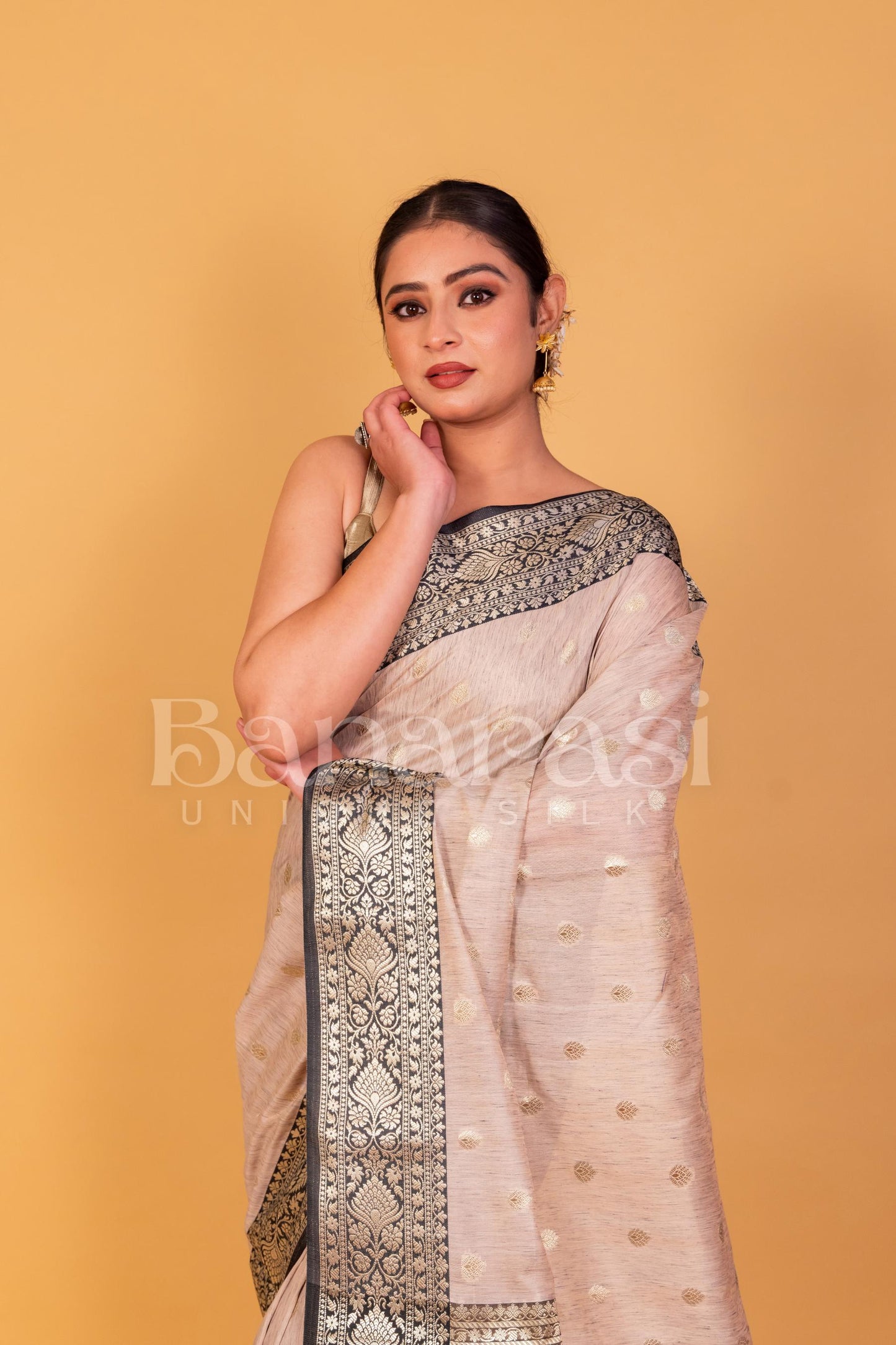 Tusser silk Banarasi Handwoven Saree