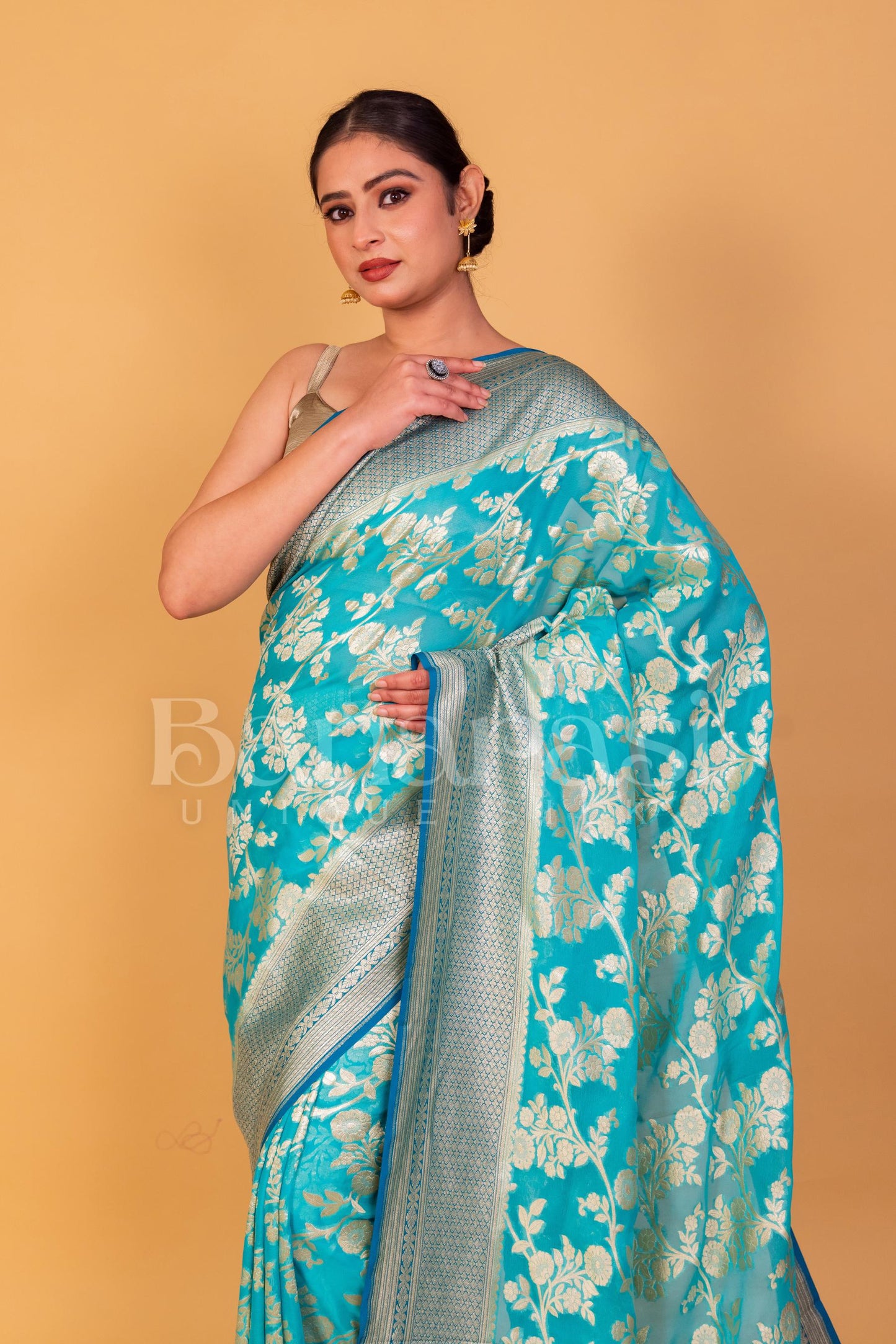 Khaddi Georgette Handloom Banarasi Saree