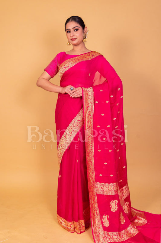 Pure Georgette Banarasi Saree gold zari