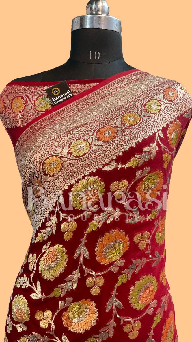 Khaddi Georgette Handloom Banarasi Saree