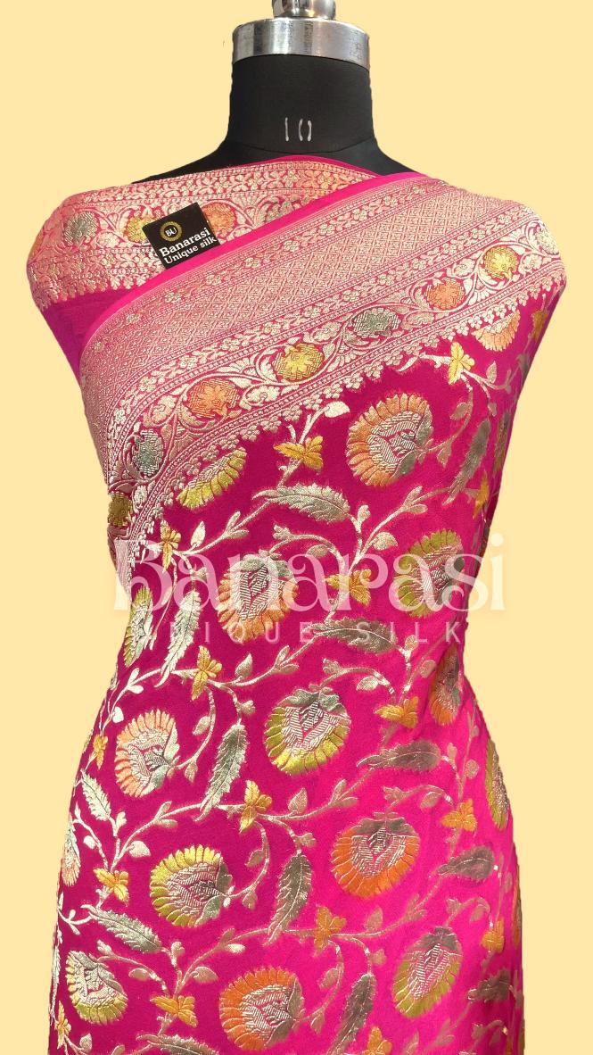 Khaddi Georgette Handloom Banarasi Saree