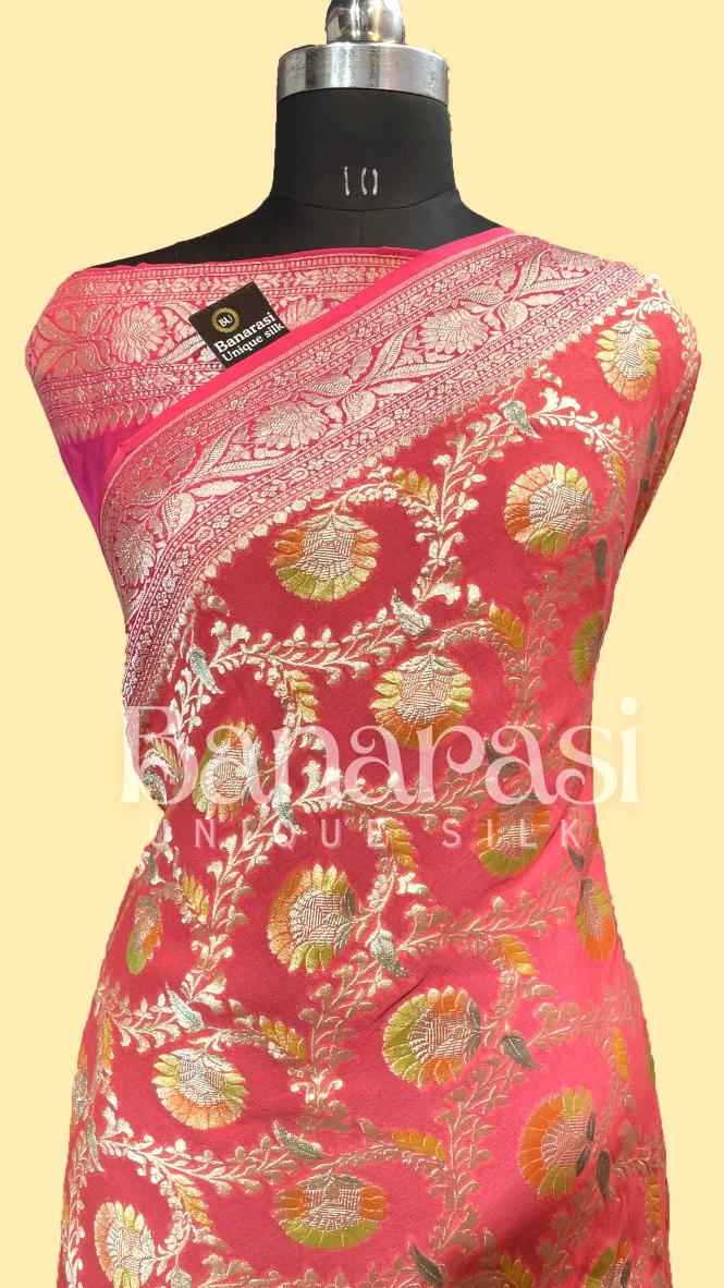 Khaddi Georgette Handloom Banarasi Saree