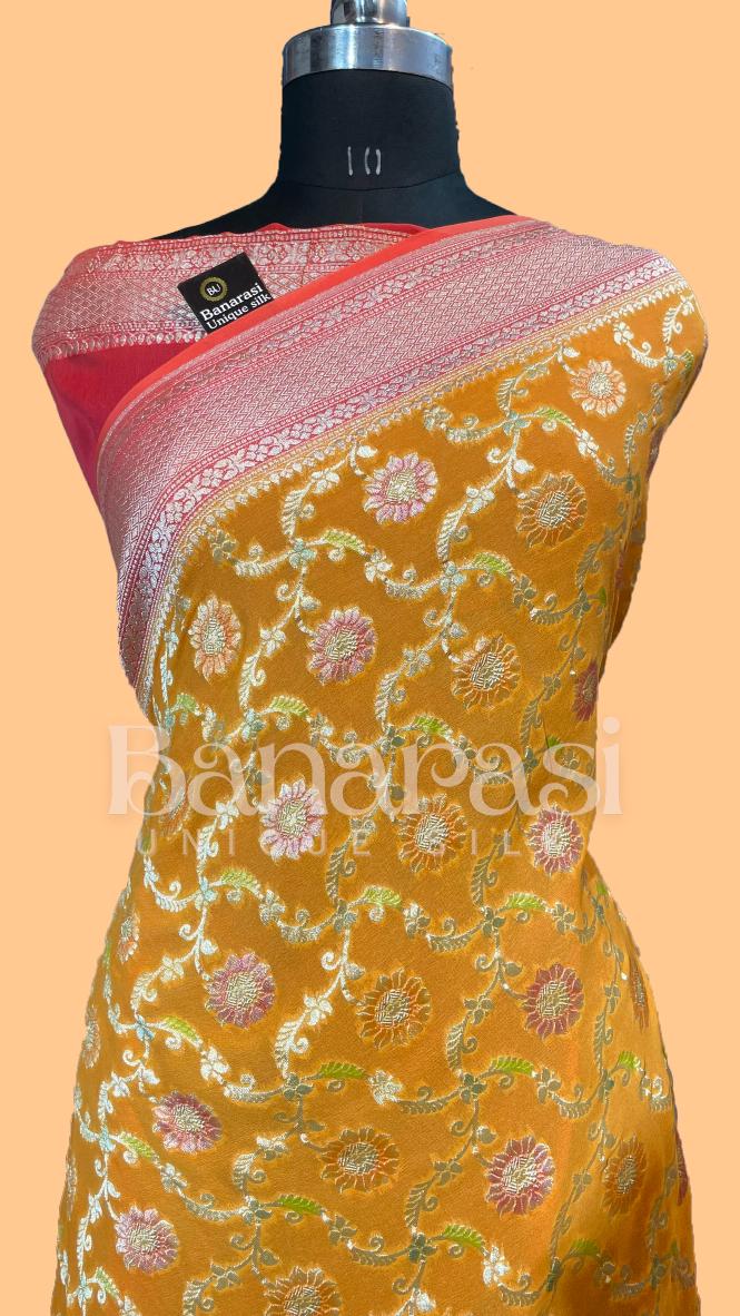 Khaddi Georgette Handloom Banarasi Saree