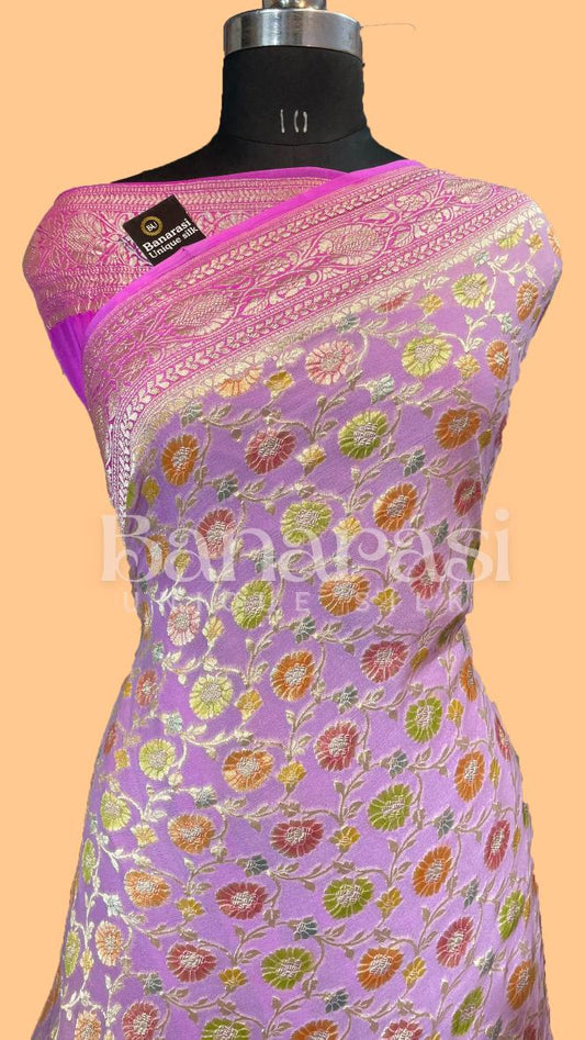 Khaddi Georgette Handloom Banarasi Saree