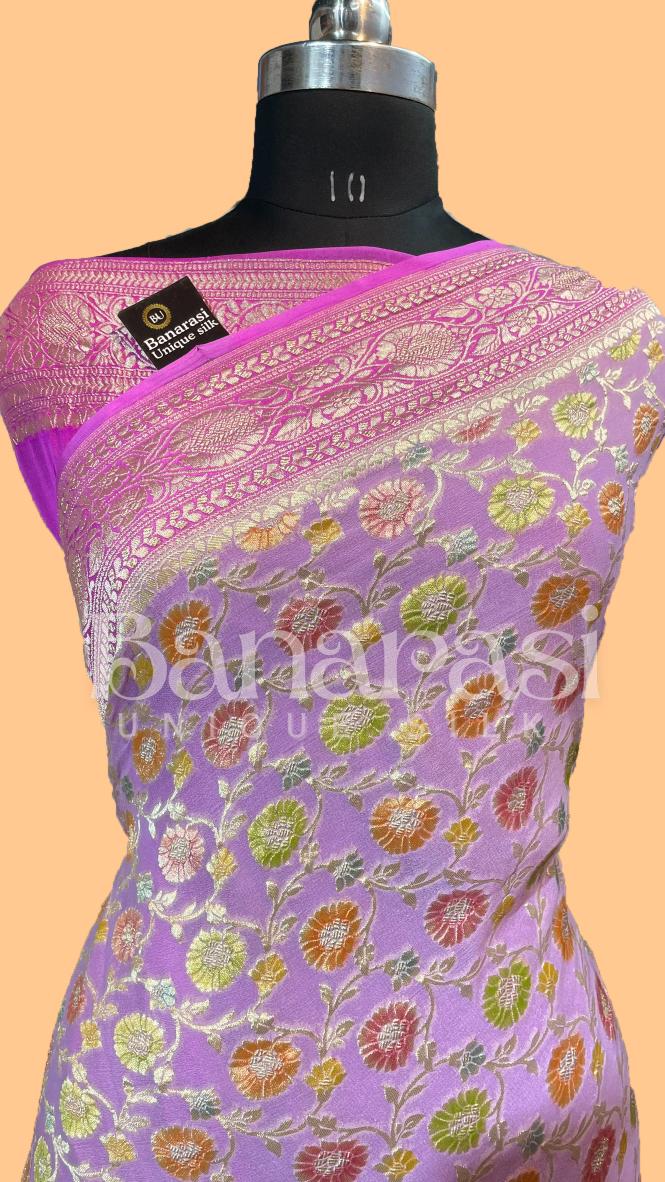 Khaddi Georgette Handloom Banarasi Saree