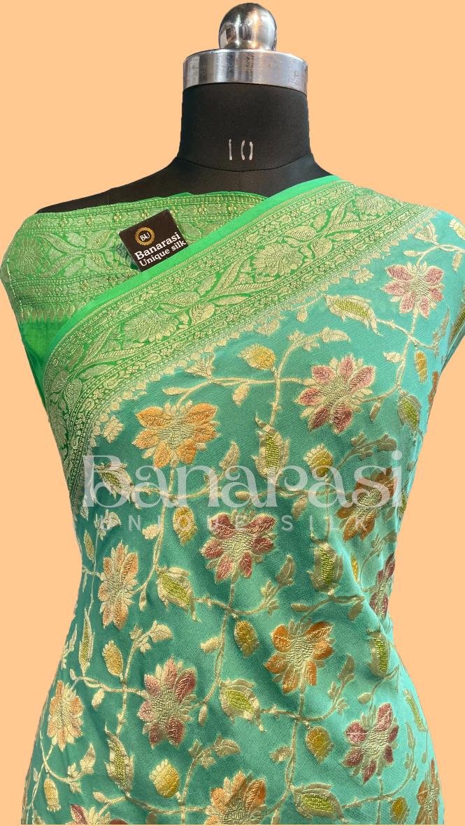 Khaddi Georgette Handloom Banarasi Saree