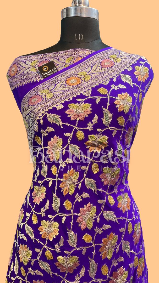 Khaddi Georgette Handloom Banarasi Saree