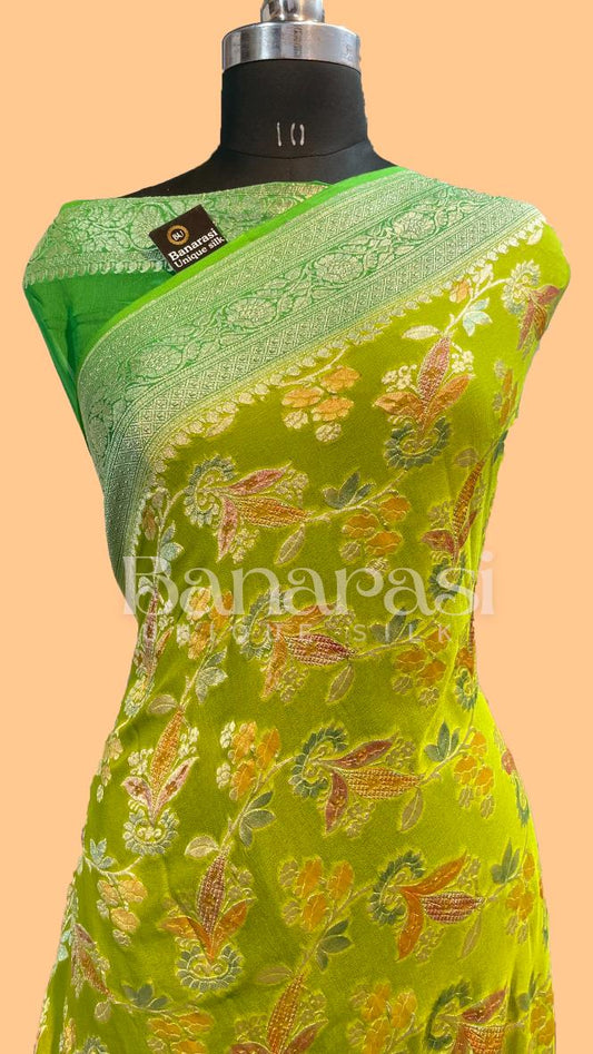 Khaddi Georgette Handloom Banarasi Saree