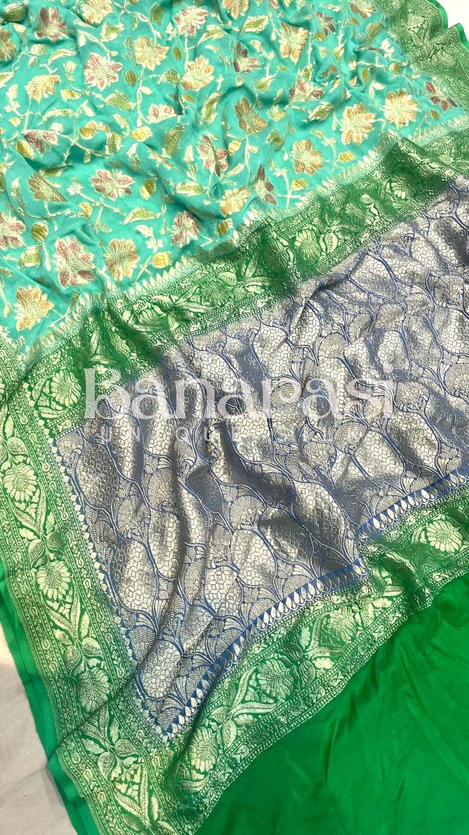 Khaddi Georgette Handloom Banarasi Saree