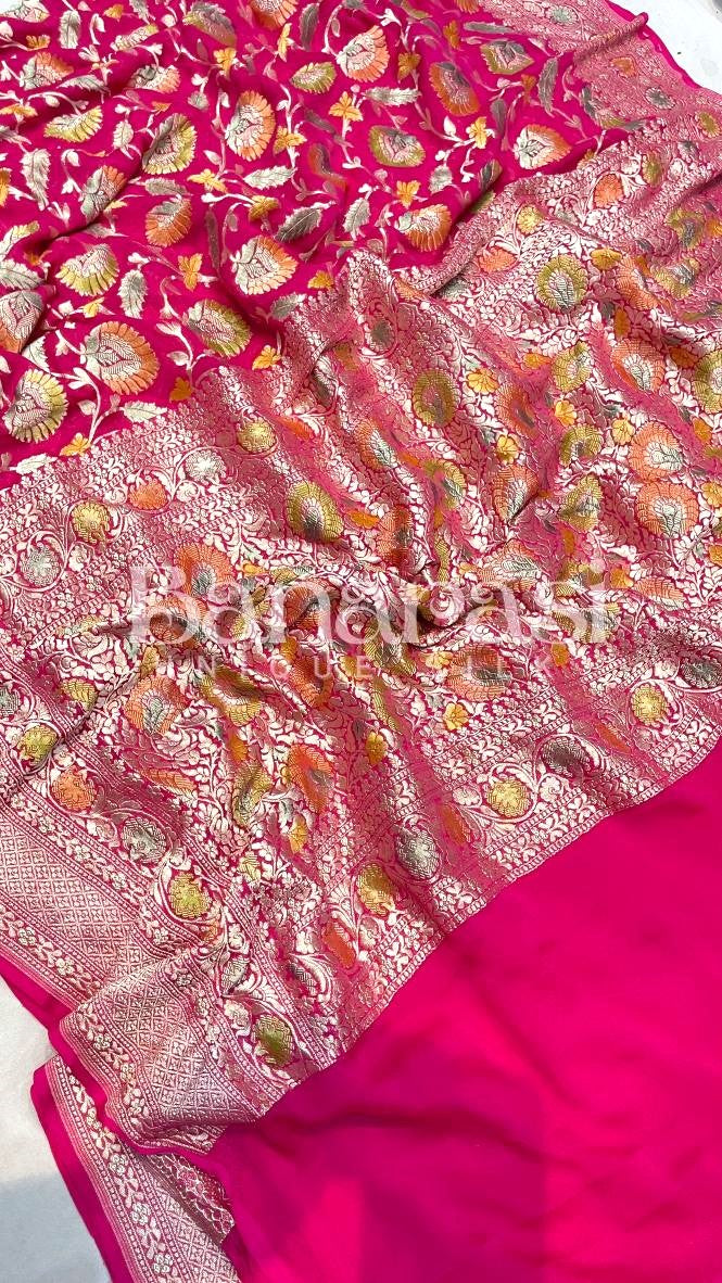 Khaddi Georgette Handloom Banarasi Saree