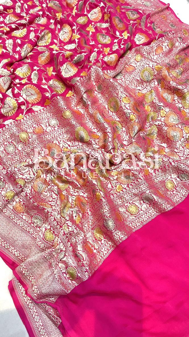 Khaddi Georgette Handloom Banarasi Saree