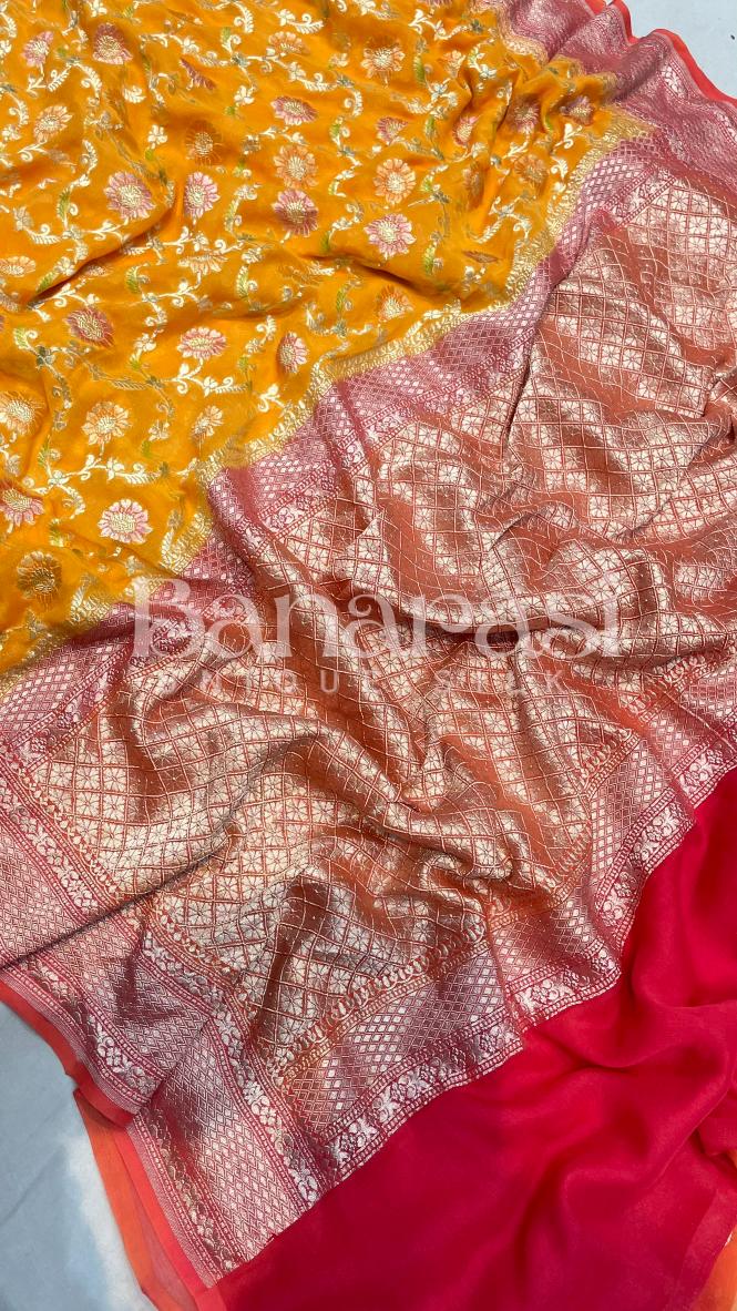 Khaddi Georgette Handloom Banarasi Saree