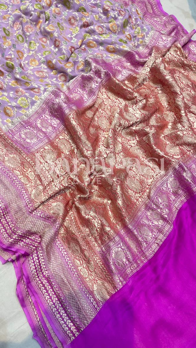 Khaddi Georgette Handloom Banarasi Saree