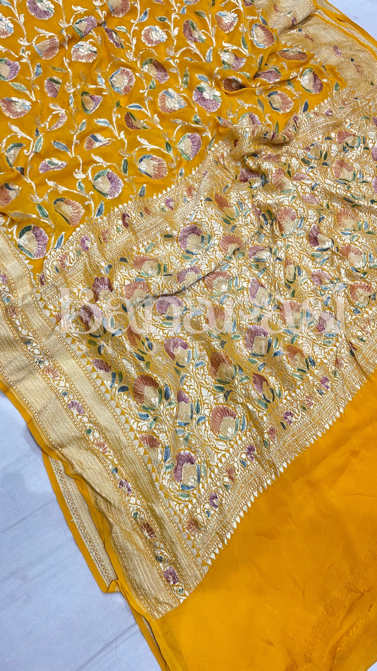 Khaddi Georgette Handloom Banarasi Saree