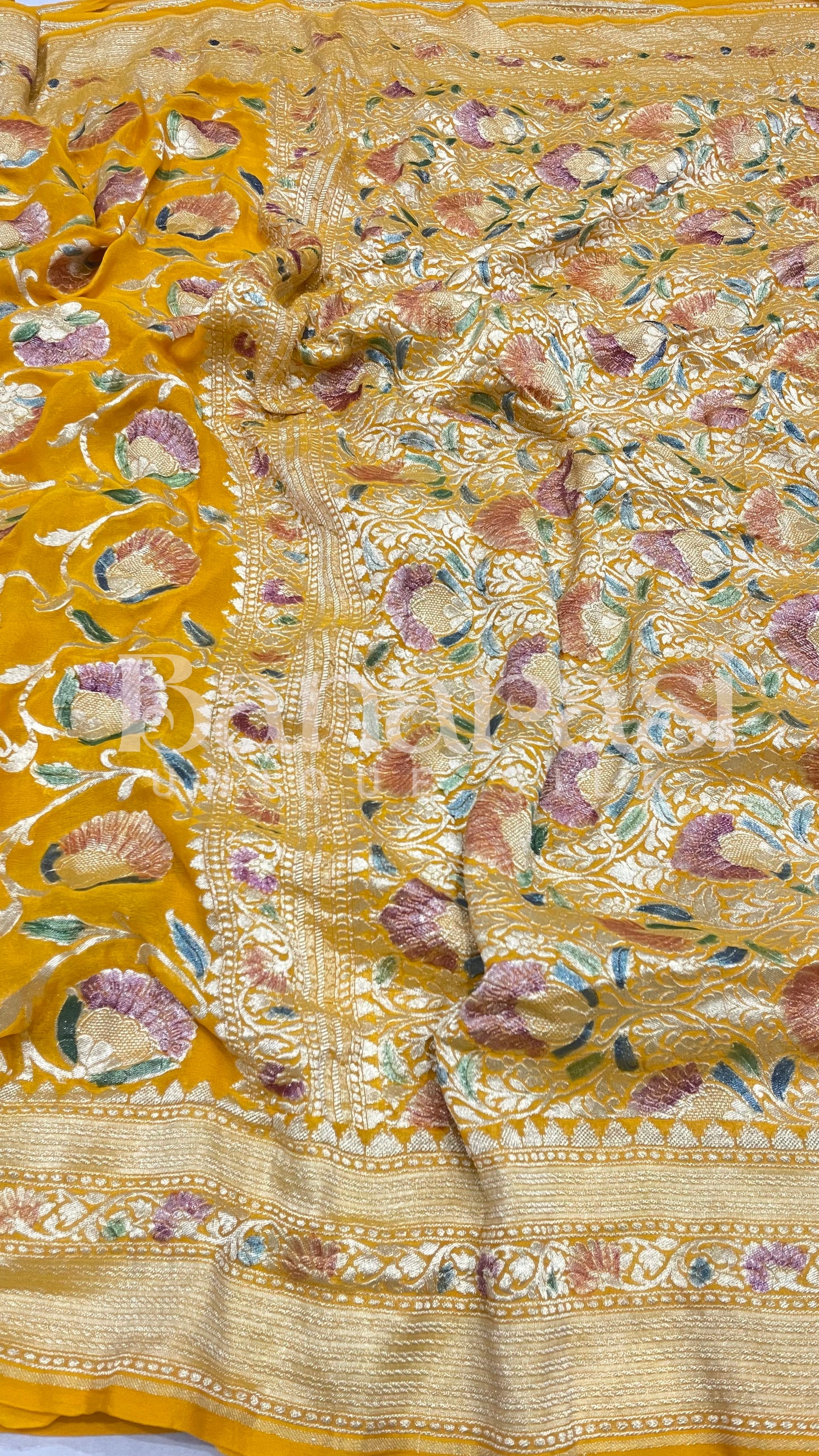 Khaddi Georgette Handloom Banarasi Saree