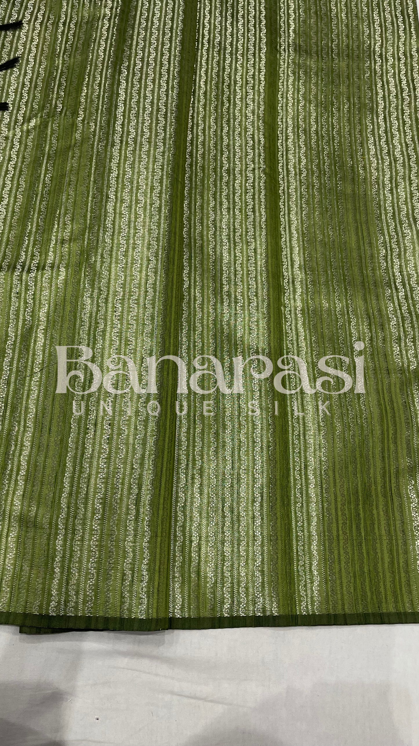 Green Tusser silk Banarasi Saree