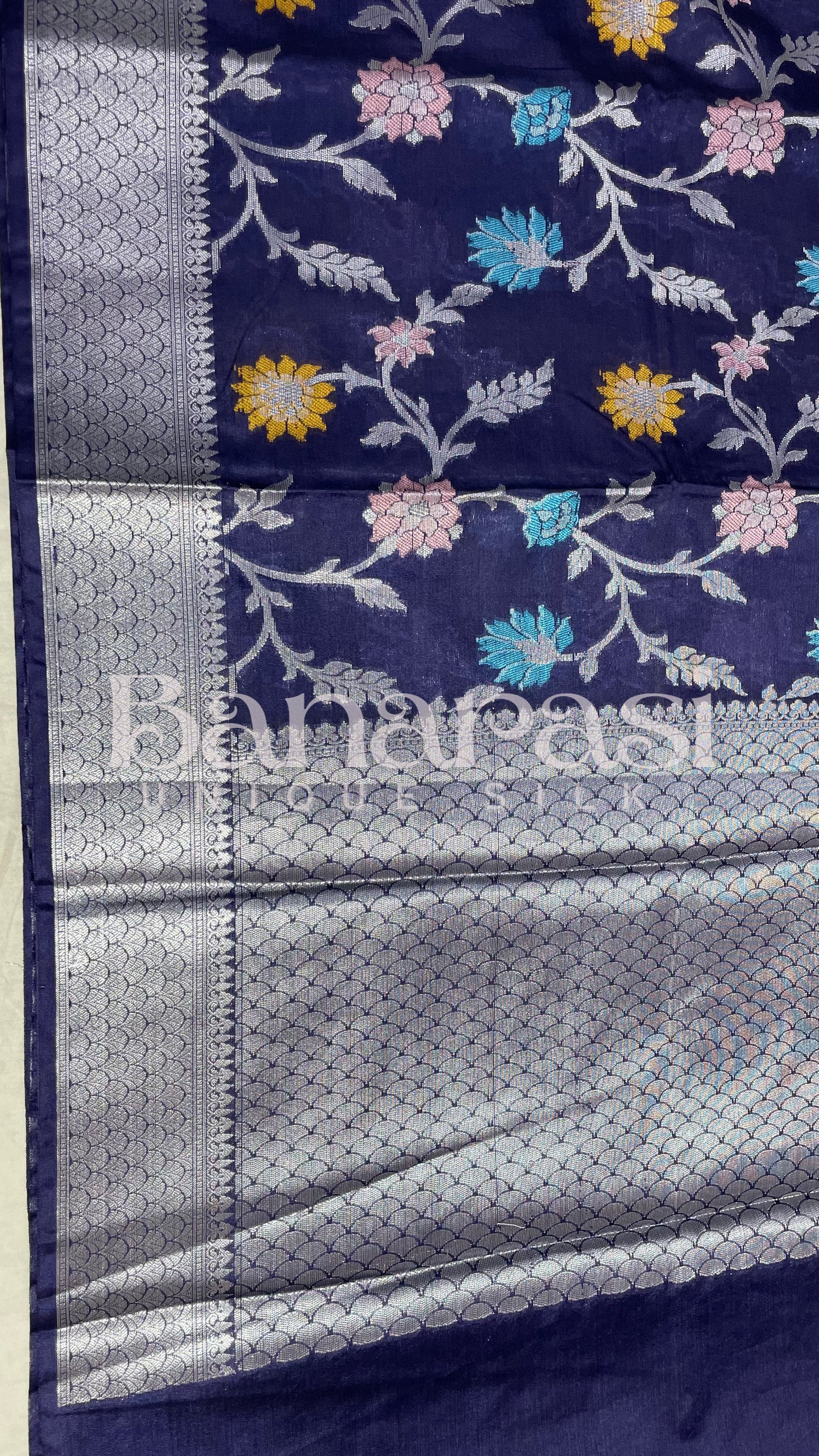 Blue Chiniya Katan Soft Silk Banarasi Saree