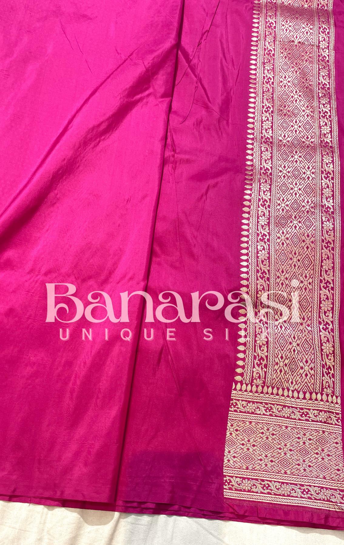 Pink Pure Katan Silk Banarasi Handloom Saree - All Over butiWork