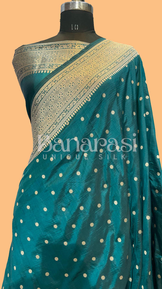 Pure Katan Silk Banarasi Handloom Saree - All Over butiWork