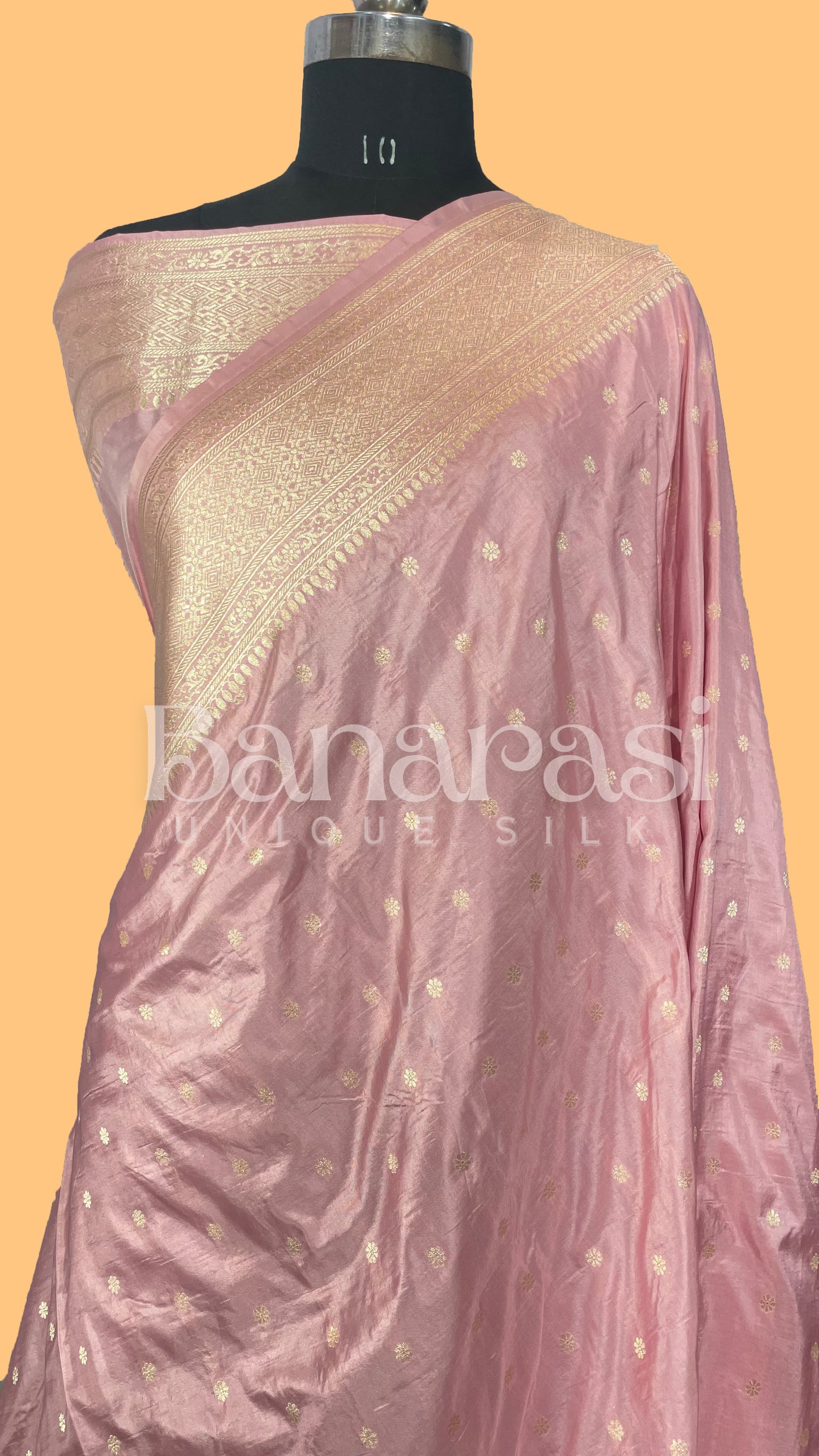 Pure Katan Silk Banarasi Handloom Saree - All Over butiWork