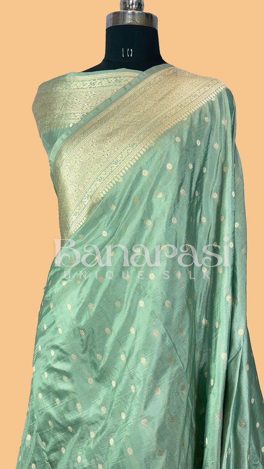 Pure Katan Silk Banarasi Handloom Saree - All Over butiWork