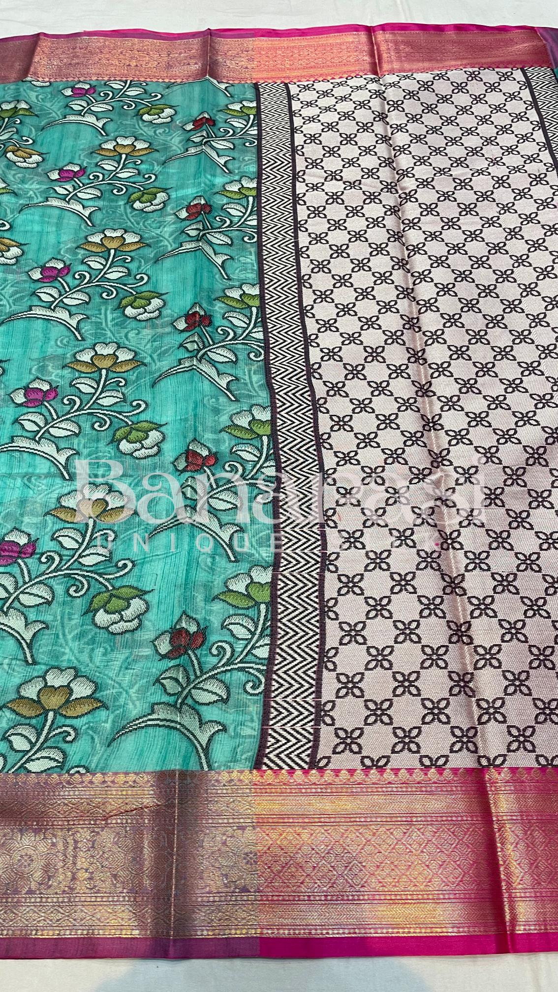 Cottan Silk Banarasi Saree All Over Weaving With Meenakari