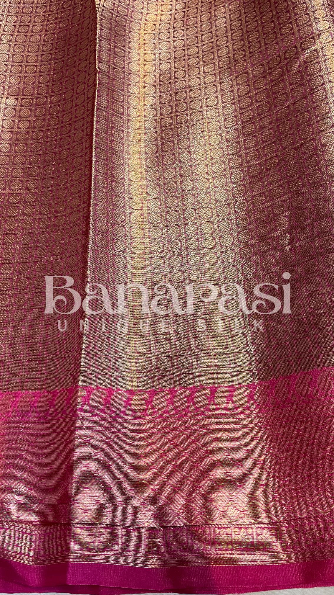 Black With Pink Tusser silk Banarasi Saree