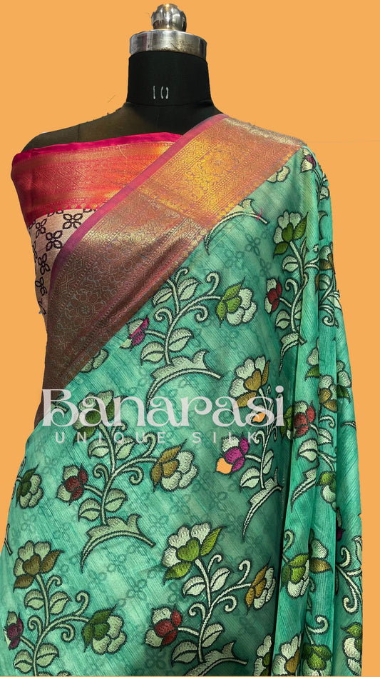 Cottan Silk Banarasi Saree All Over Weaving With Meenakari