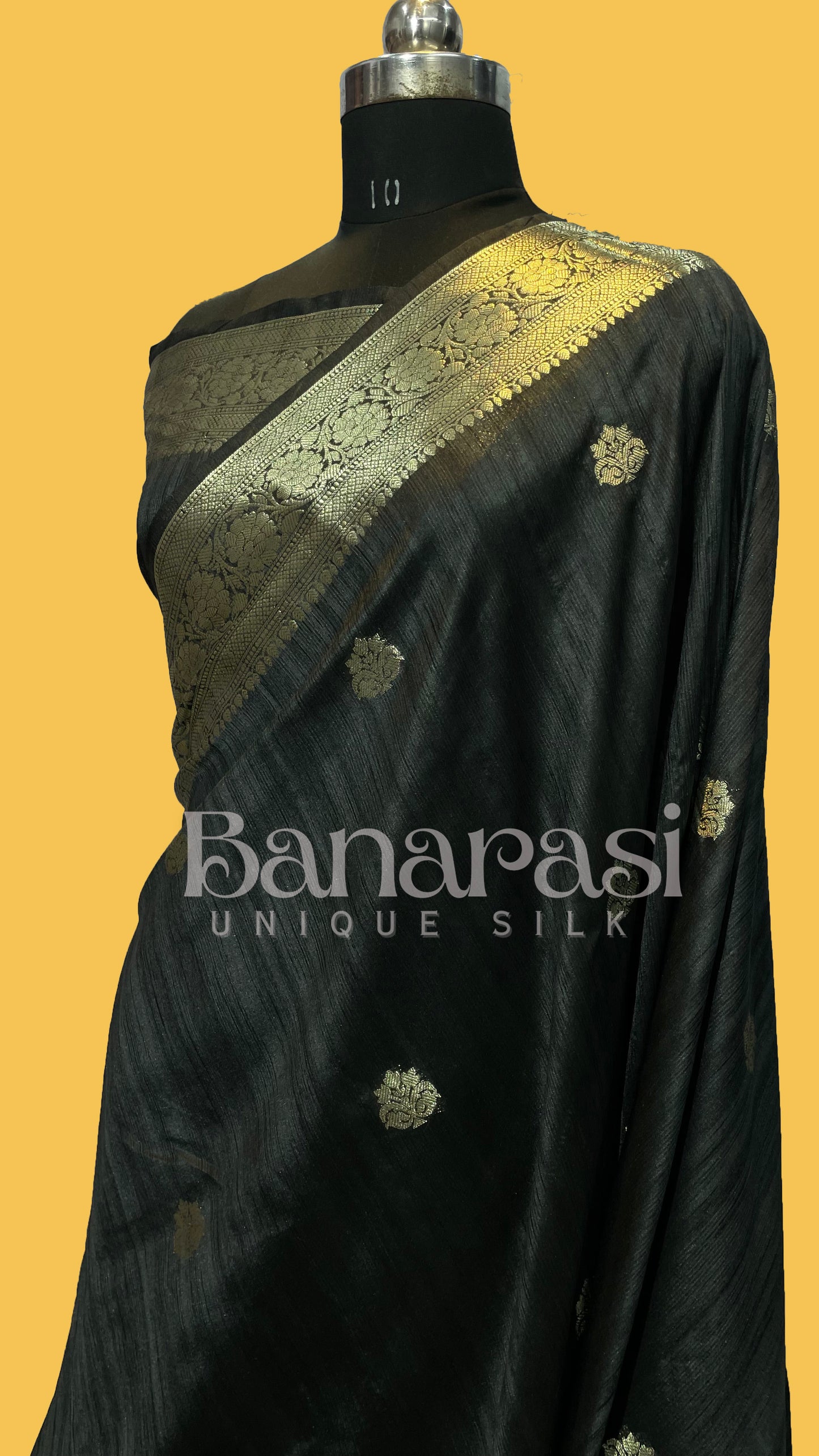 Black Tusser silk Banarasi Saree