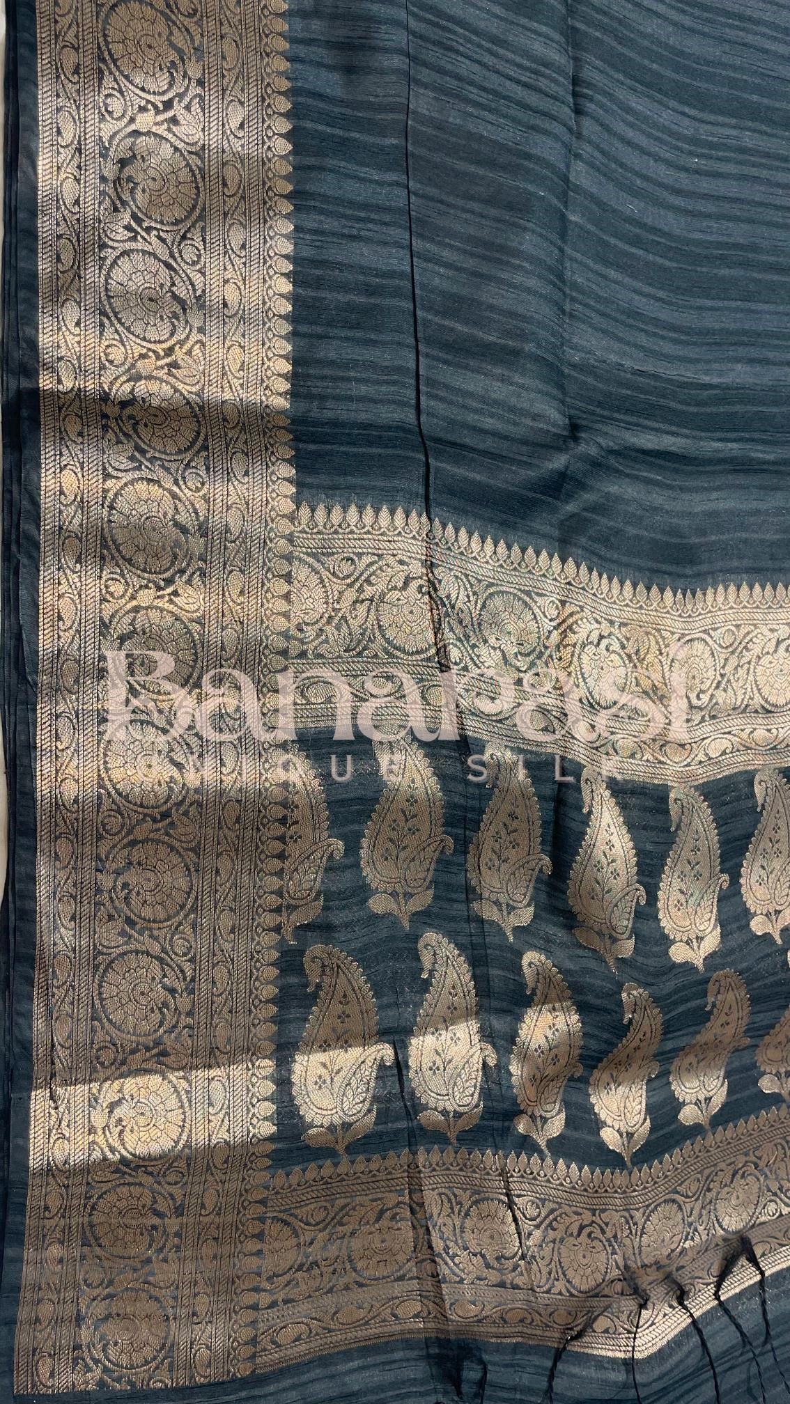 Black Tusser silk Banarasi Saree