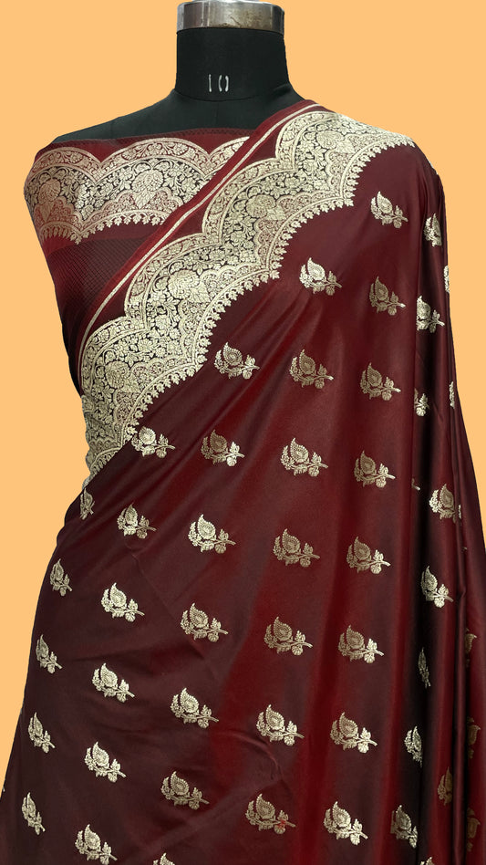 Dark Brown Murshoo Silk Handwoven Premium Banarasi Saree