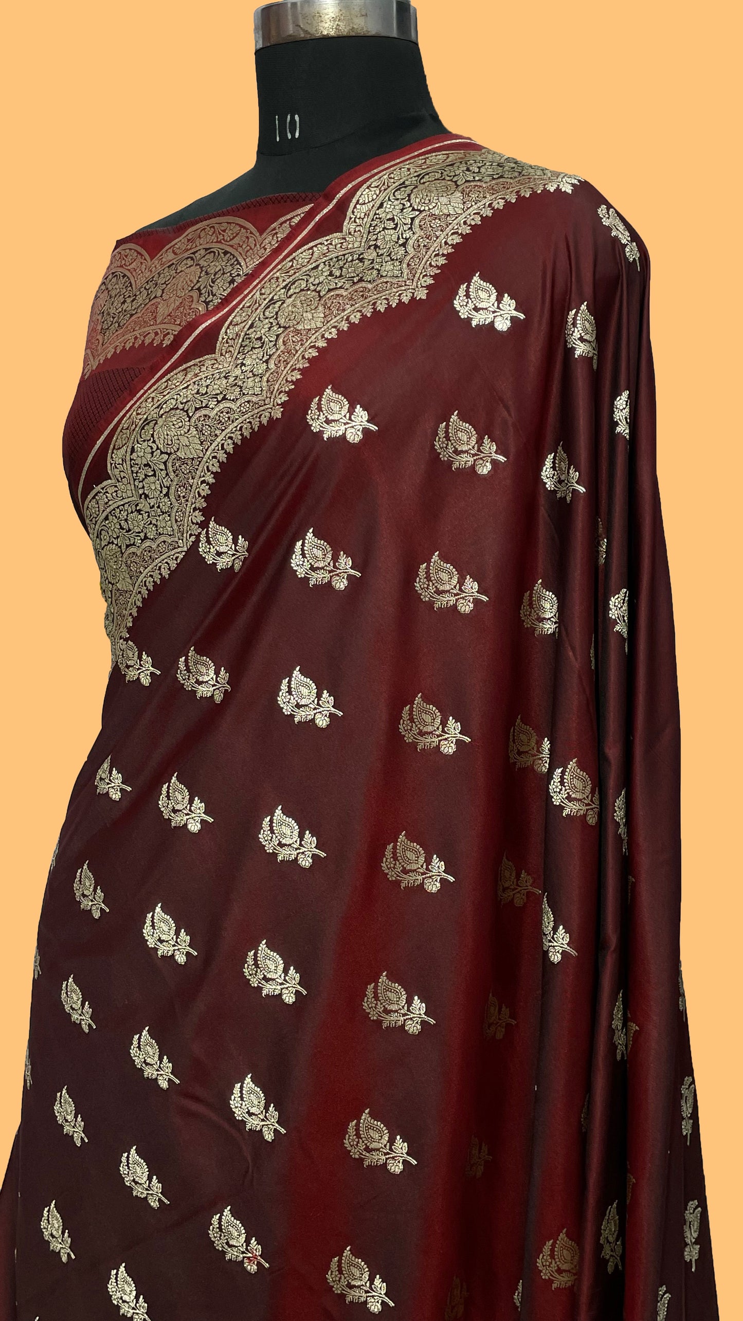 Dark Brown Murshoo Silk Handwoven Premium Banarasi Saree